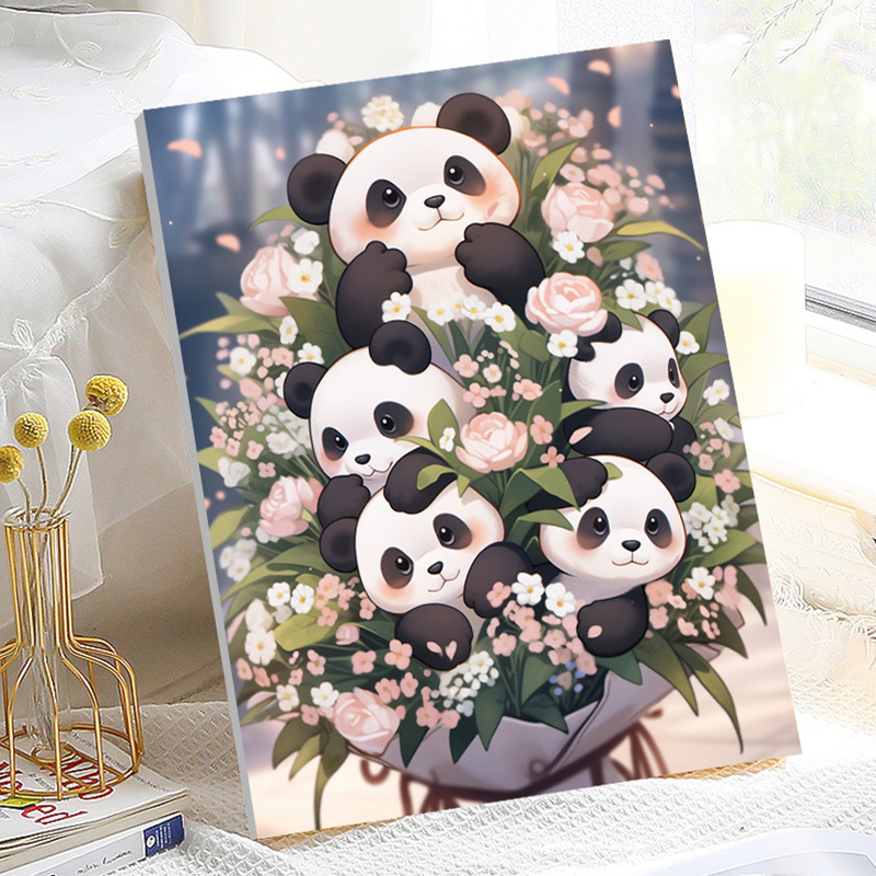 Picture of Cartoon bouquet digital oil painting diy oil painting handmade coloring paint painting filling hand painted decorative painting