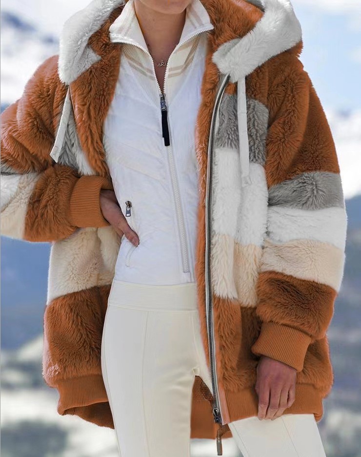 Picture of Original women's Coat cross-border durable color matching plush hooded loose coat Nordic autumn and winter women