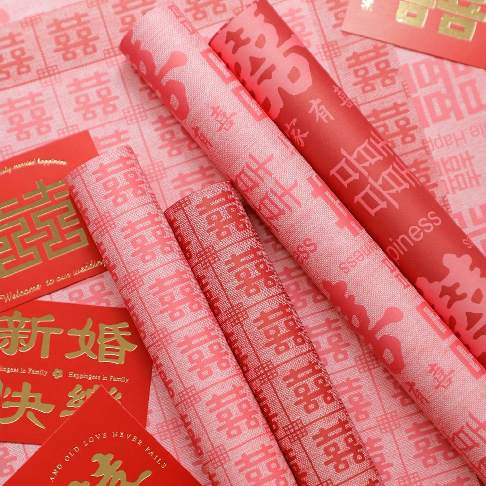 New Double Happiness Paper Chinese Engagement Wedding Flowers Flower Wrapping Paper Handmade DIY Flower Shop Floral Materials Flower Shop