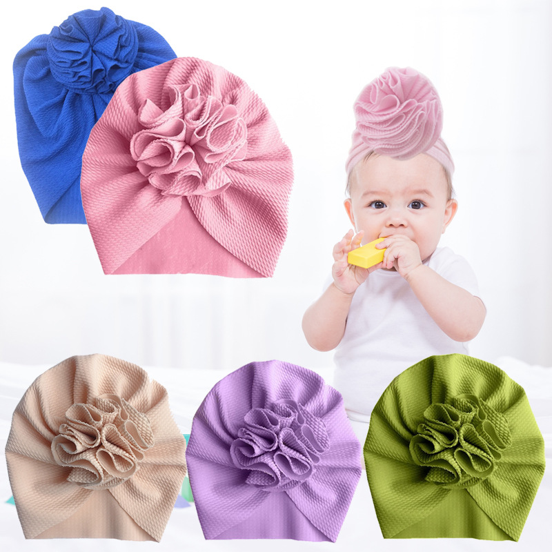 Ins New Solid Color European and American Baby Hat Spring and Autumn Flower Corn Grain Baby Cap Children Sunscreen India Hat