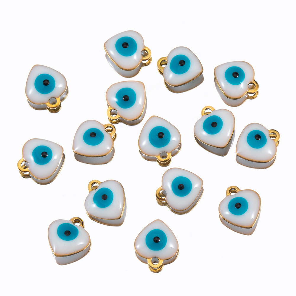 Picture of 9 x 8mm stainless steel creative love drop oil eyes pendant bracelet necklace diy stainless steel jewelry accessories