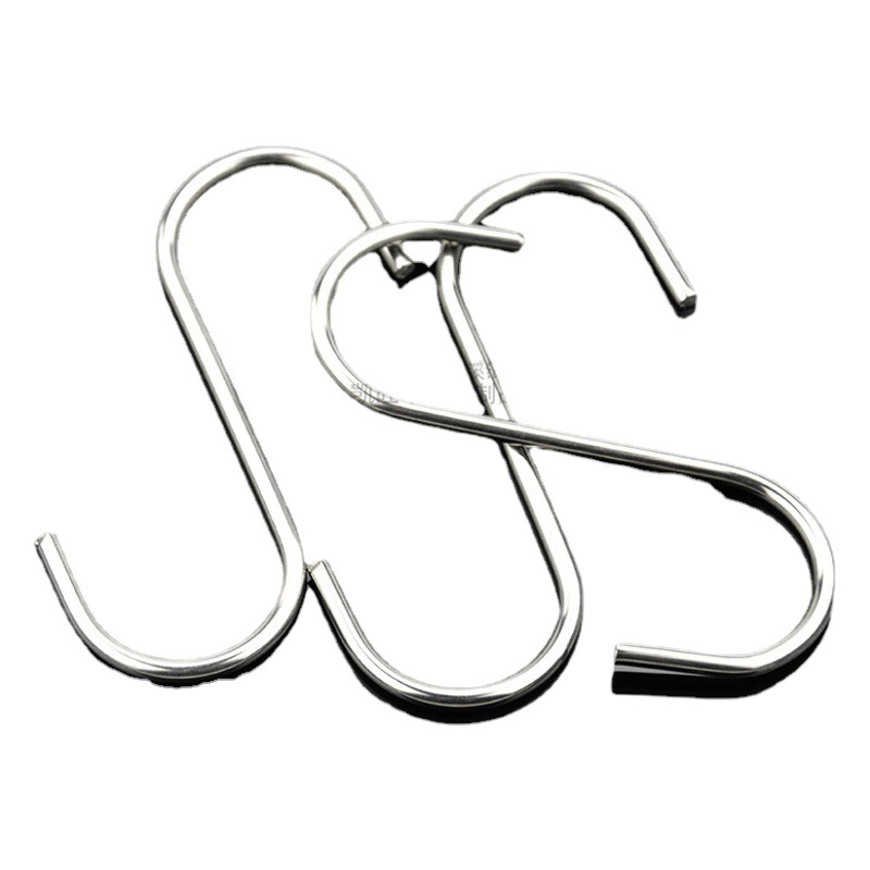 2.8 wire stainless steel S hook S-type metal s hook kitchen bedroom bathroom door rear cross bar hook multifunctional meat hook