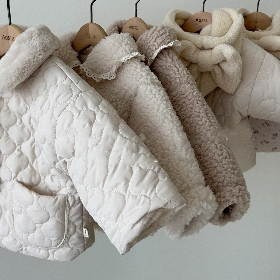 Picture of ins baby fleece-lined winter boys and girls baby clothes cardigan lapel Korean style newborn warm cotton-padded jacket coat