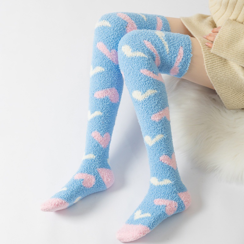 Cross-border foreign trade socks new coral velvet stockings European and American fashion sexy love warm terry sleep socks