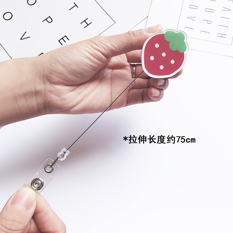 Picture of Retractable Easy Pull Buckle Cartoon Simple Small Flower ID Card Set Buckle Doctor Nurse Breast Card Work Card Clip