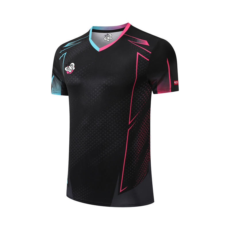 Picture of New Table Tennis Uniforms for Men and Women, Quick-Drying Short-Sleeved Student Kidsren's Tops, Women's Training Uniforms, Group Purchase Team Uniforms, Summer 2201