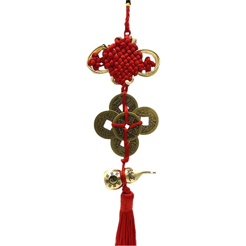 New plum blossom knot pure copper five Emperor money lettering Fu Lu under the open copper gourd Phnom Penh plum blossom five Emperor Chinese knot wholesale