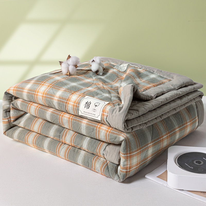 Picture of Class A Maternal and Infant Grade Xinjiang Cotton Summer Quilt Non-printed Wind-washed Cotton Summer Cool Quilt Plaid Air-conditioning Quilt Summer Thin Quilt