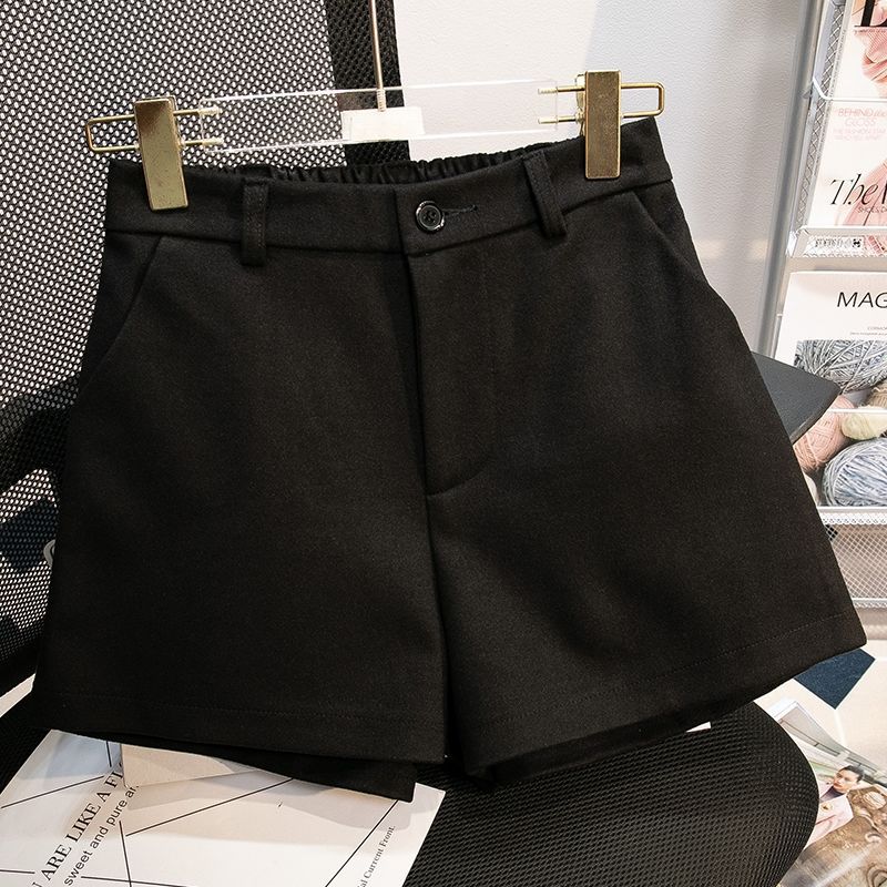 Spring and Autumn 2023 New Black Suit Shorts Women's High Waist Slimming Straight Leg Wide-leg Shorts Base Outer Wear Boots Pants
