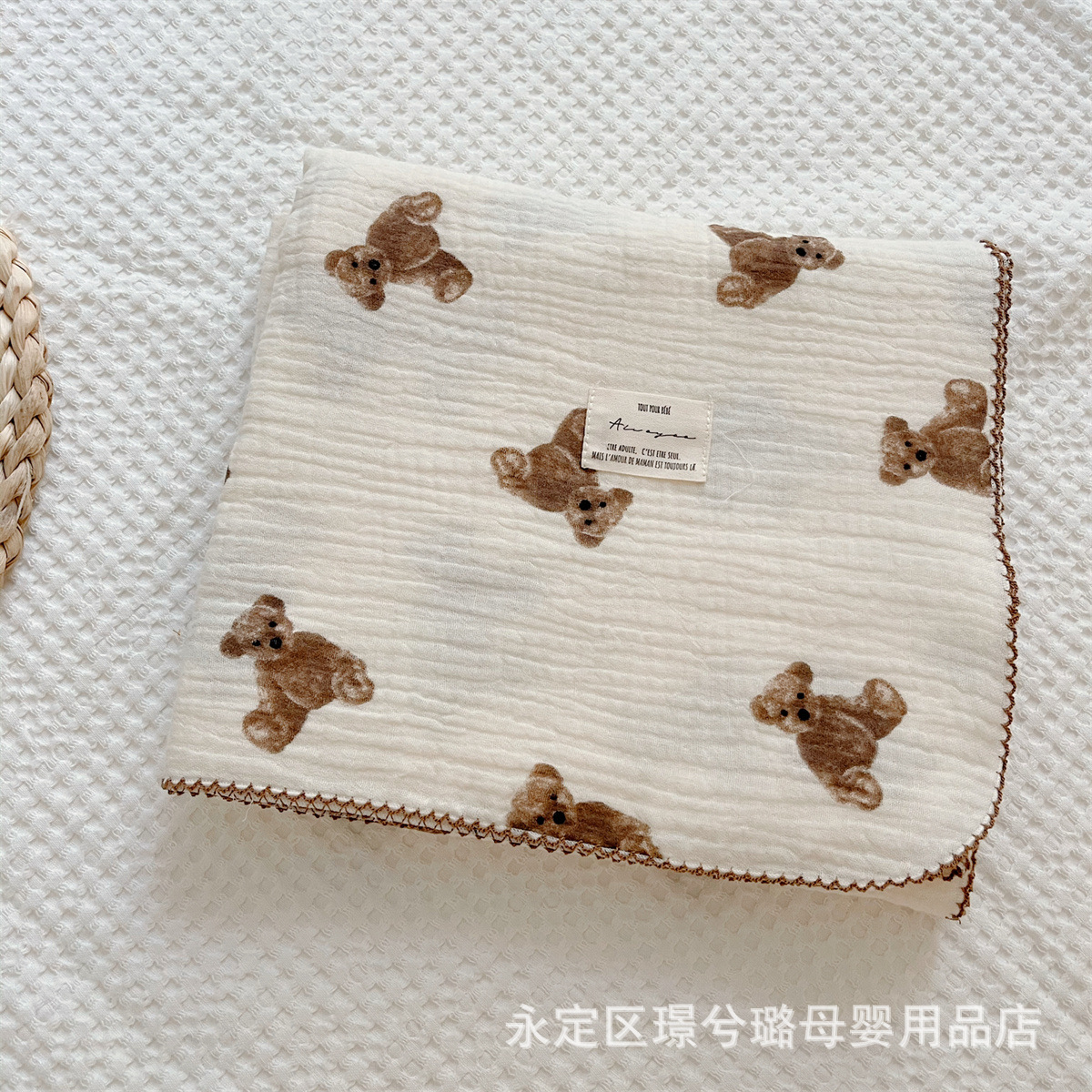 Picture of ins floral Korean style double-layer cotton yarn cotton baby blanket quilt towel bath towel soft glutinous cotton blanket