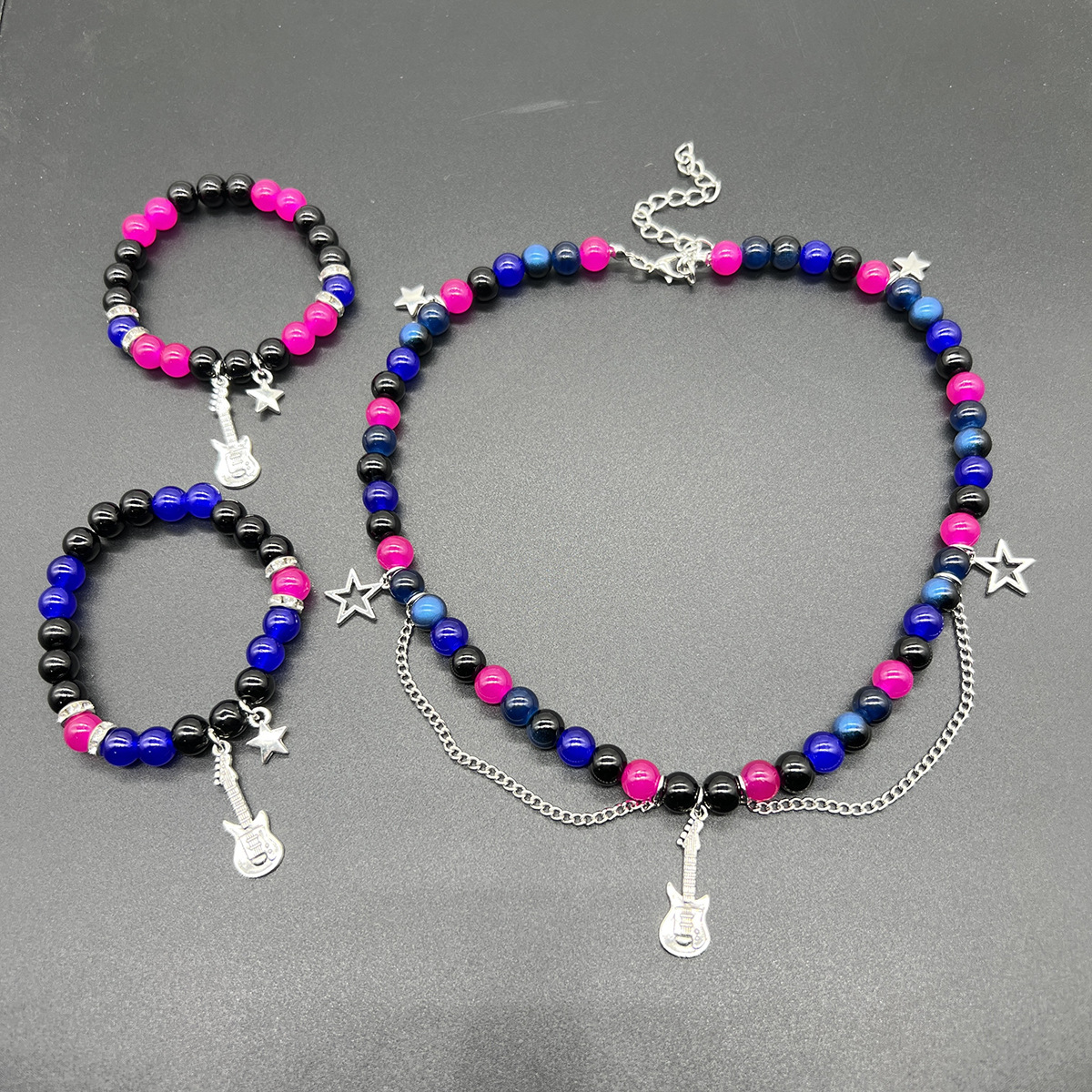 Picture of European and American cross-border ETSY hot selling beaded love magnetic men and women couple bracelet necklace earrings suit girlfriends accessories
