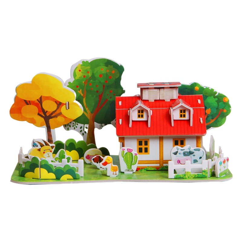 Paper 3D Stereo Puzzle Education School Model DIY Handmade Kidsren's Educational Toys Girls Kindergarten Wholesale