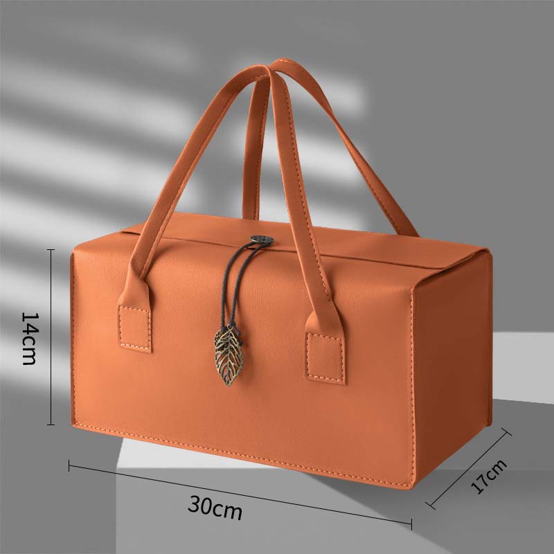 Picture of in stock High-grade Leather Red Wine Gift Box Double Pack Accompanying Gift Big Fortune Bag Business Gift Wine Packaging Box