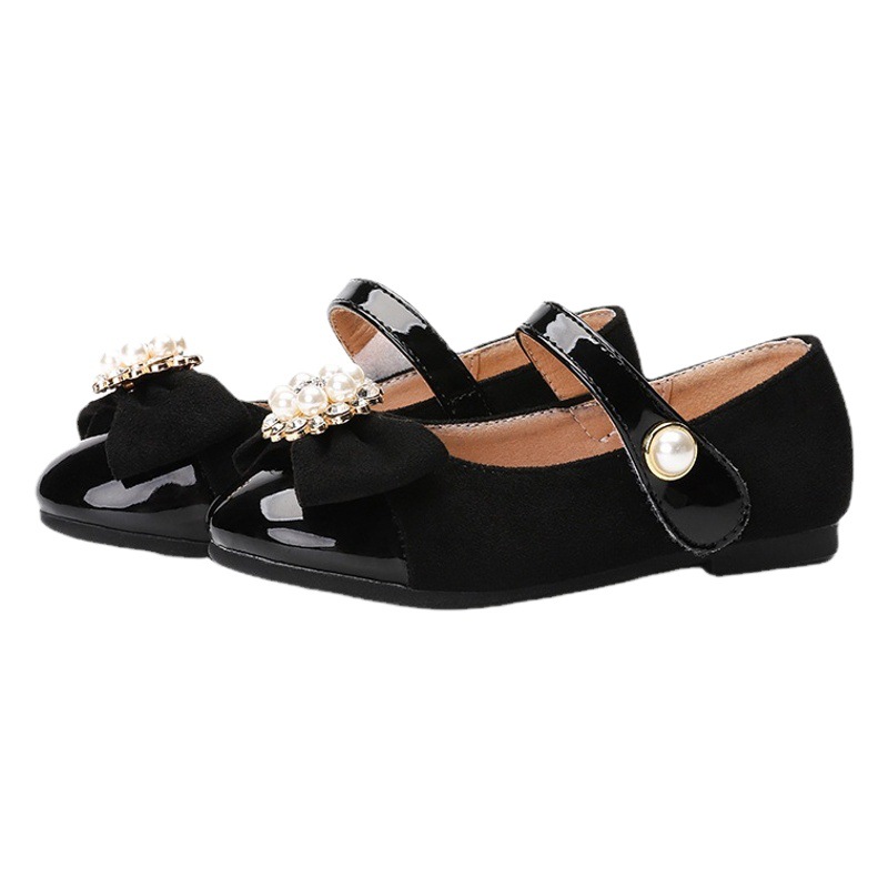 Girls' Single-layer Shoes 2023 Spring New Soft-soled Single-layer Shoes Children's Round-toe Small Leather Shoes Large Children's Princess Shoes
