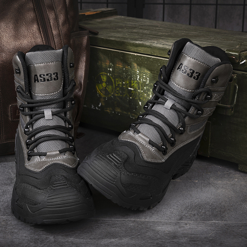 Fall 2023 cross-border plus size men's new high-top non-lace breathable non-slip wear-resistant hiking shoes one-piece delivery