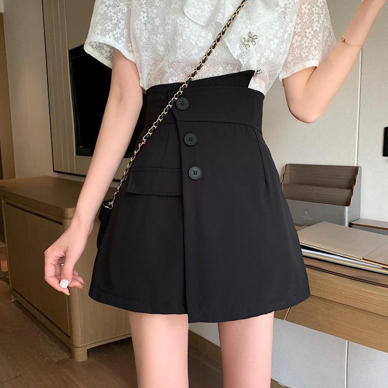 Autumn Women's High-end High-waist A- line Skirt Irregular Pants Skirt Skirt Women's Small Black Skirt