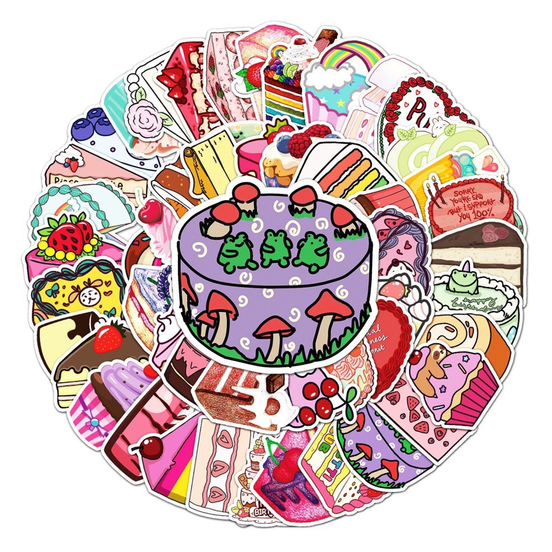 50 cake graffiti personality cross-border small fresh ins style children's reward waterproof DIY skateboard luggage stickers