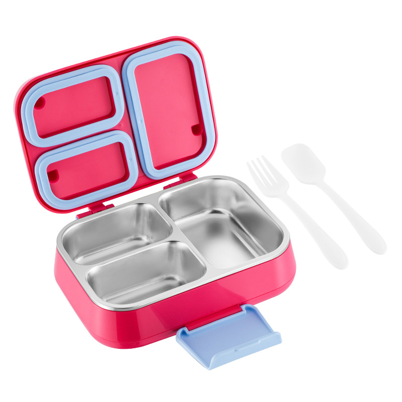 Picture of Qijia Cross-Border Amazon 304 Stainless Steel Insulated Lunch Box for Kidsren and Students 3-Compartment Lunch Box Adult Sealed Lunch Box