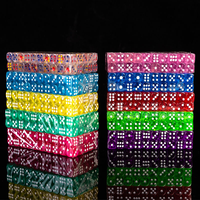 Picture of 14mm Acrylic Colorful Transparent Dice Bar Dice Chess and Card Dice Crystal Sieve Dice Wholesale