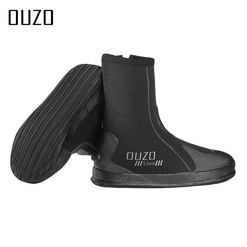 Picture of 5mm Diving Shoes OUZO Thickened Non-slip Wear-resistant Snorkeling Beach Surfing Vulcanized Shoes Tracing Shoes High-top Diving Boots