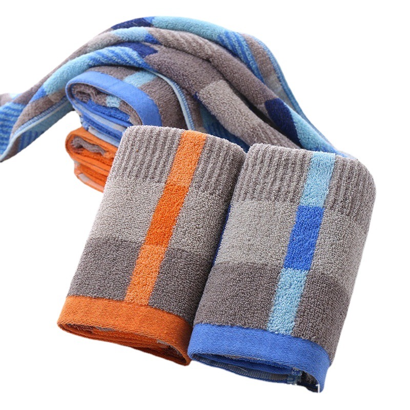 Manufacturer Wholesale Cotton Absorbent Towels, Thickened Dark Plaid Gift Stock, Wholesale Supplier, Super Thick Plaid Face Towels