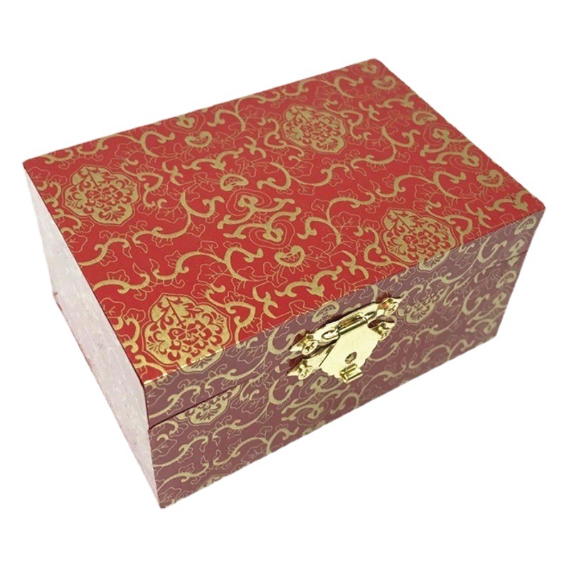 Flower skin wooden box wholesale red flower skin gold pattern pendant box fitness ball box hand handle box bracelet box manufacturers