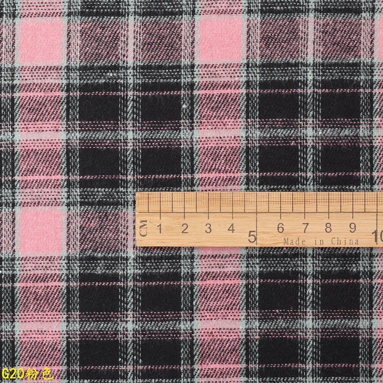 Pink Plaid Velvet Original Hand-Painted Ins Style Small Fresh Plaid Cloth Cover Fabric DIY Material Yarn-Dyed Cloth