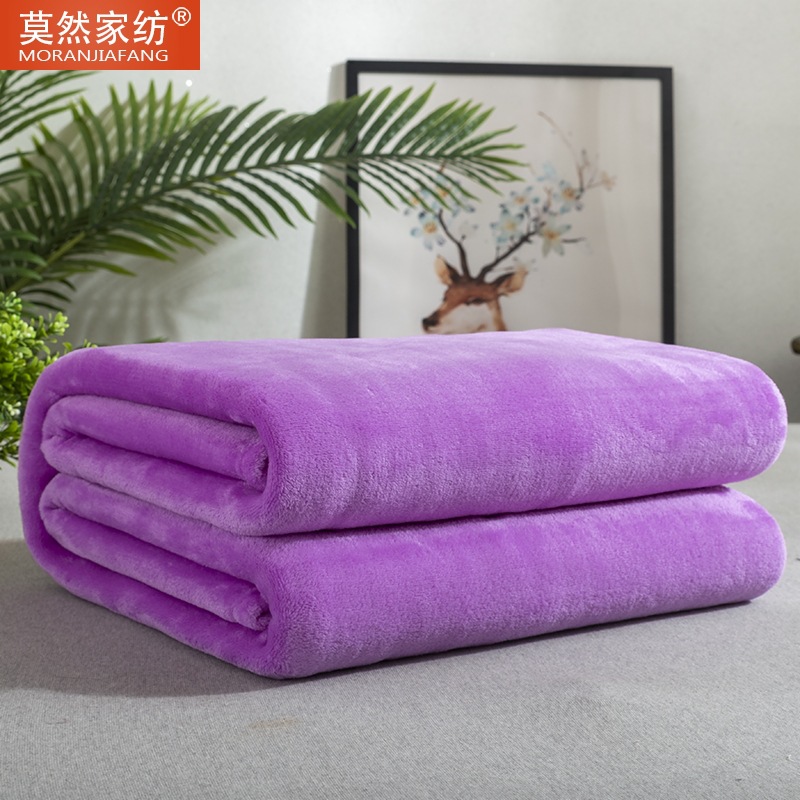 Picture of Solid Color Flannel Blanket Summer Air Conditioning Blanket Office Nap Blanket Single Layer Double-sided Fleece Four Seasons Thin Blanket