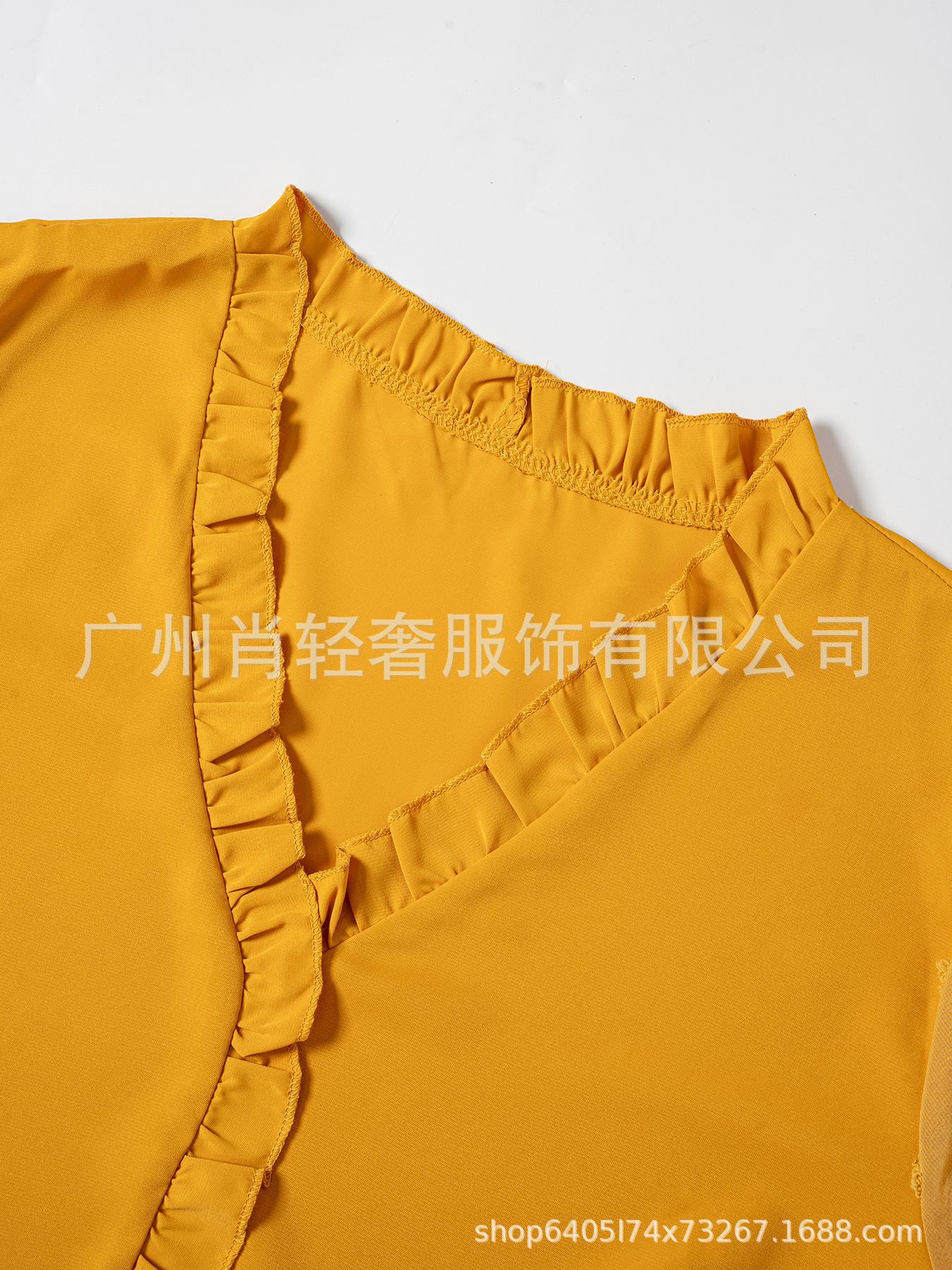 Picture of Cross-border European and American Women's Fashion Elegant Elegant V-neck Shirt Lace Stitching Top Hot Selling Explosions