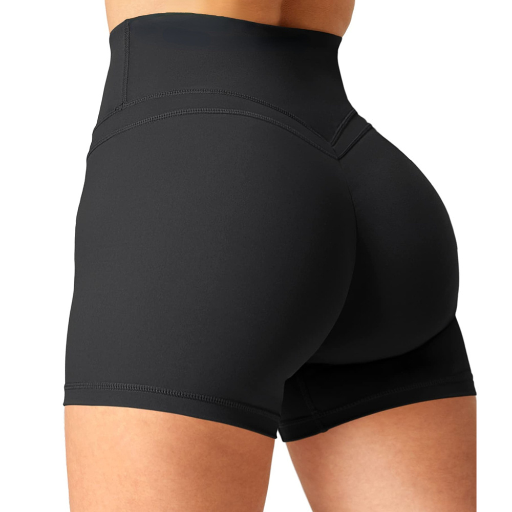 Picture of European and American cross-border seamless yoga shorts Peach Hip lifting high waist fitness pants tight running sports shorts for girls