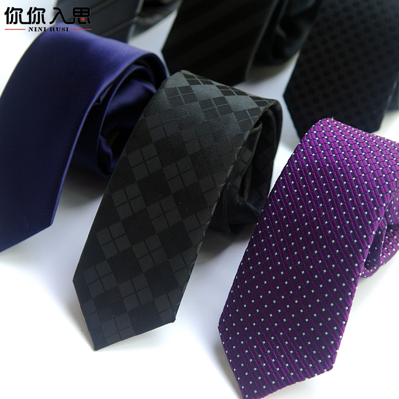 Men's tie free casual Korean style lazy narrow 5.5CM refined quality 1200 needle easy to pull zipper New