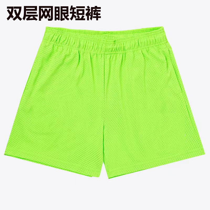 Shorts Men's Double-Layer Sports American Style plus size Mesh Breathable Quick-Dry Loose Training Fitness Running Basketball Pants Light Plate