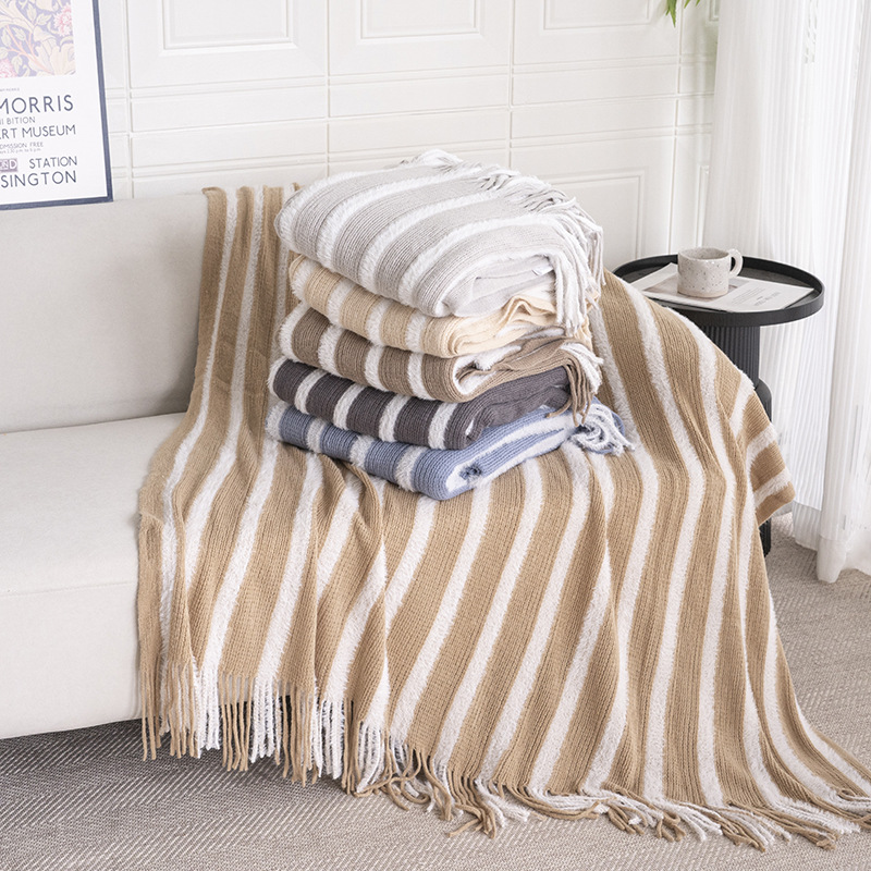 Nordic Internet Popular Plush Knitted Blanket Office Nap Blanket Homestay Bed End Blanket Bed Sofa Blanket Casual Blanket