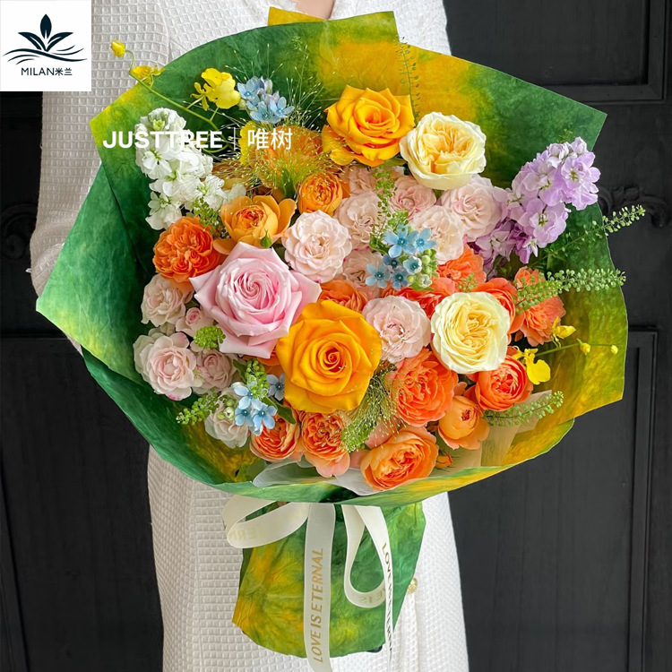 Handmade Ink Paper Wrap Floral Paper Texture Crepe Paper Flower bouquet Wrapping Paper Material Floral DIY Gift Paper