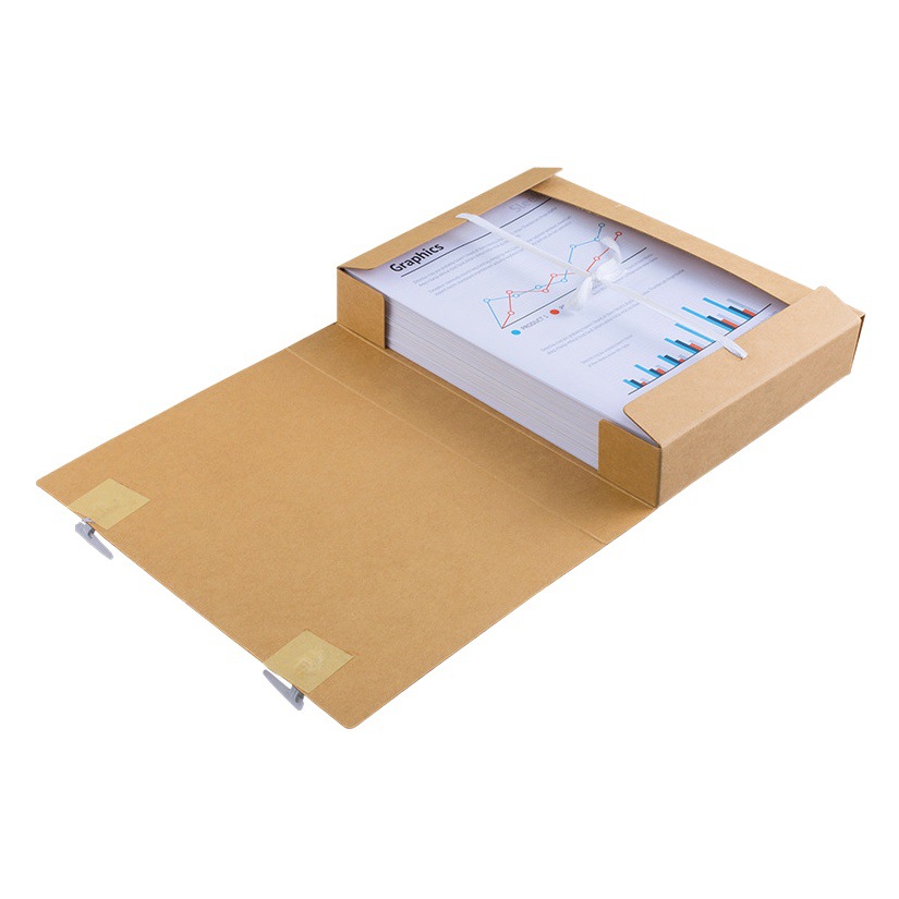 Qixin thick A4 kraft paper file box pure wood pulp 700g kraft paper file storage box 10/set