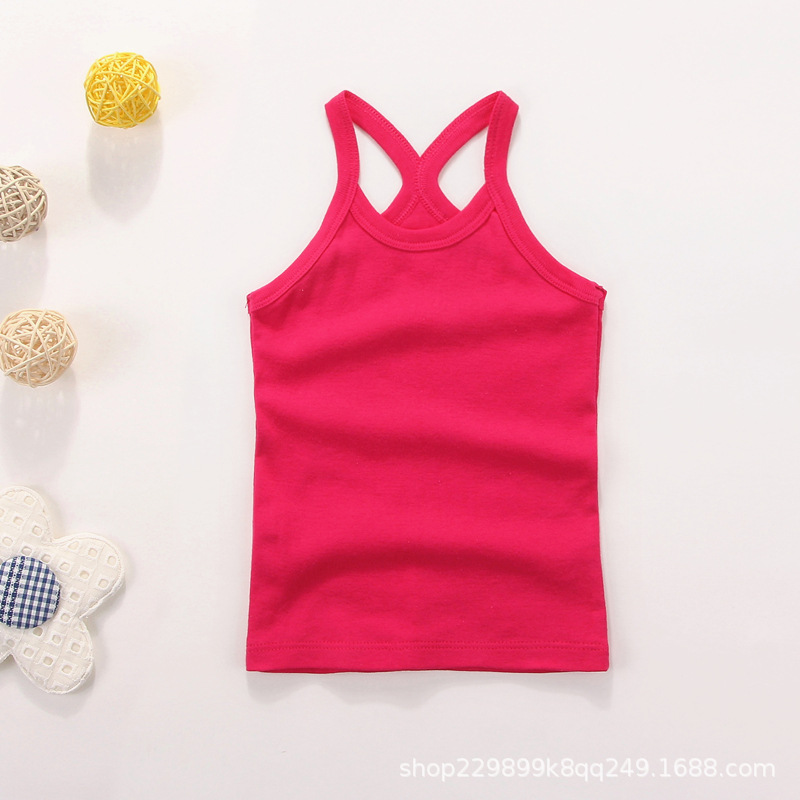 Picture of Children's vest Pure Cotton Boys' I-shaped hurdle girls' small sling children's underwear summer girls' base