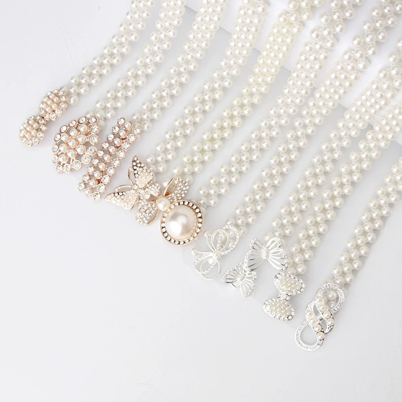 French belt accessories high sense simple pearl belt women with dress elastic elegant atmosphere waist chain wholesale