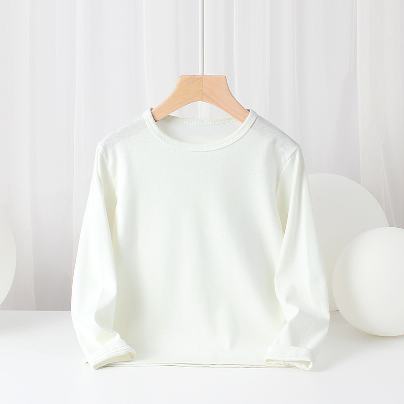 Picture of Spring and autumn children's clothing Korean new boys bottoming shirt girls cotton stretch solid color long sleeve children's T-shirt wholesale
