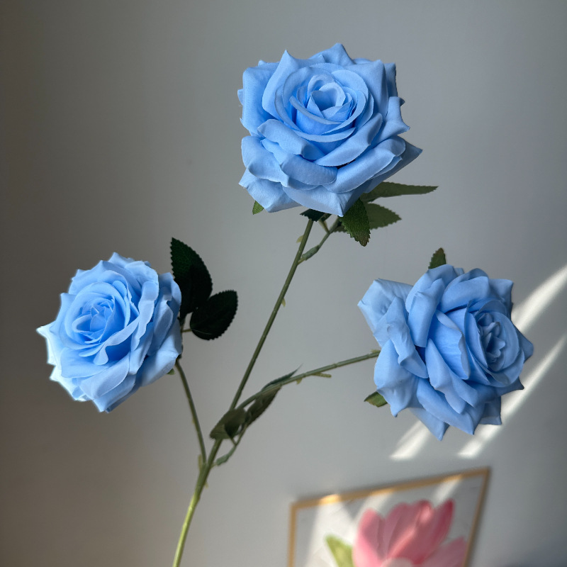 Picture of New 3-Head Diamond Rose Artificial Flower Wedding Hall Decorative Flower Artificial Flower Amazon Export Bouquet Rose Flower