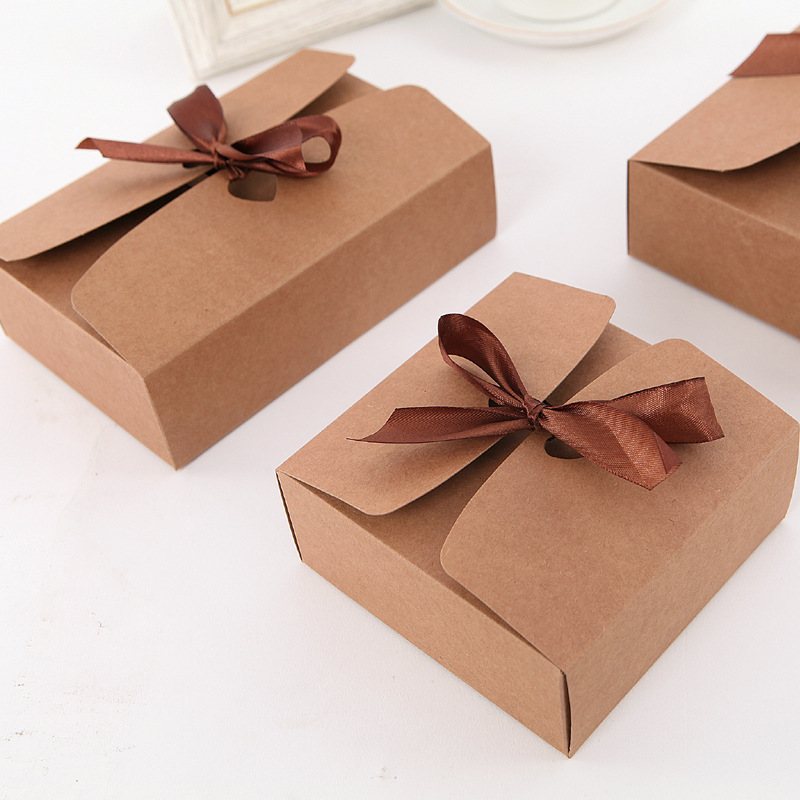 Picture of Cowhide carton gift box custom Rectangular lace bow socks underwear packaging business gift box in stock
