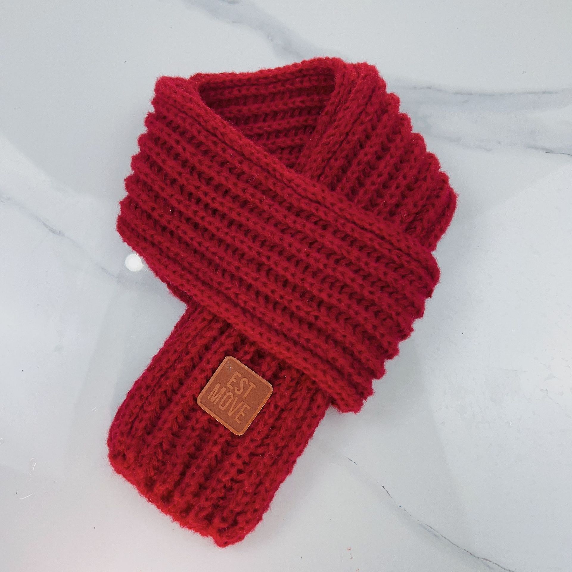 Picture of Ins K-Style Kidsren's Knitted Scarf Winter Pure Color Warm Wool Infants Boys and Girls Korean Baby Scarf Trendy