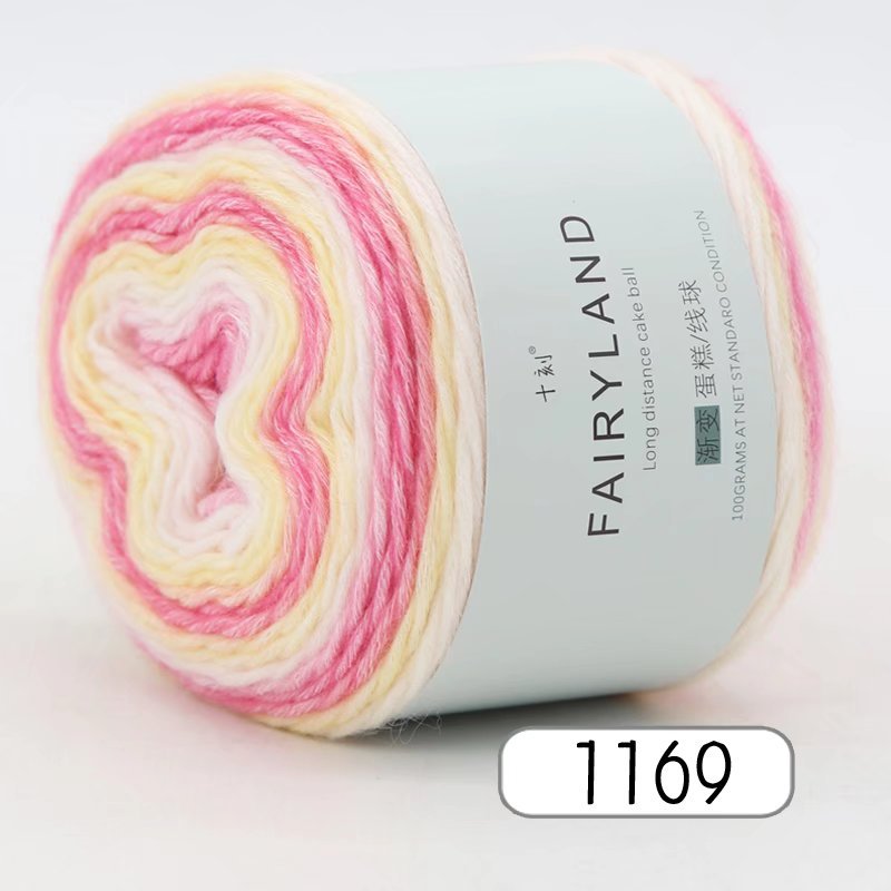 Picture of Cake wool segment dyeing gradient baby children's wool cotton rainbow thread handmade knitting shawl scarf sweater special offer