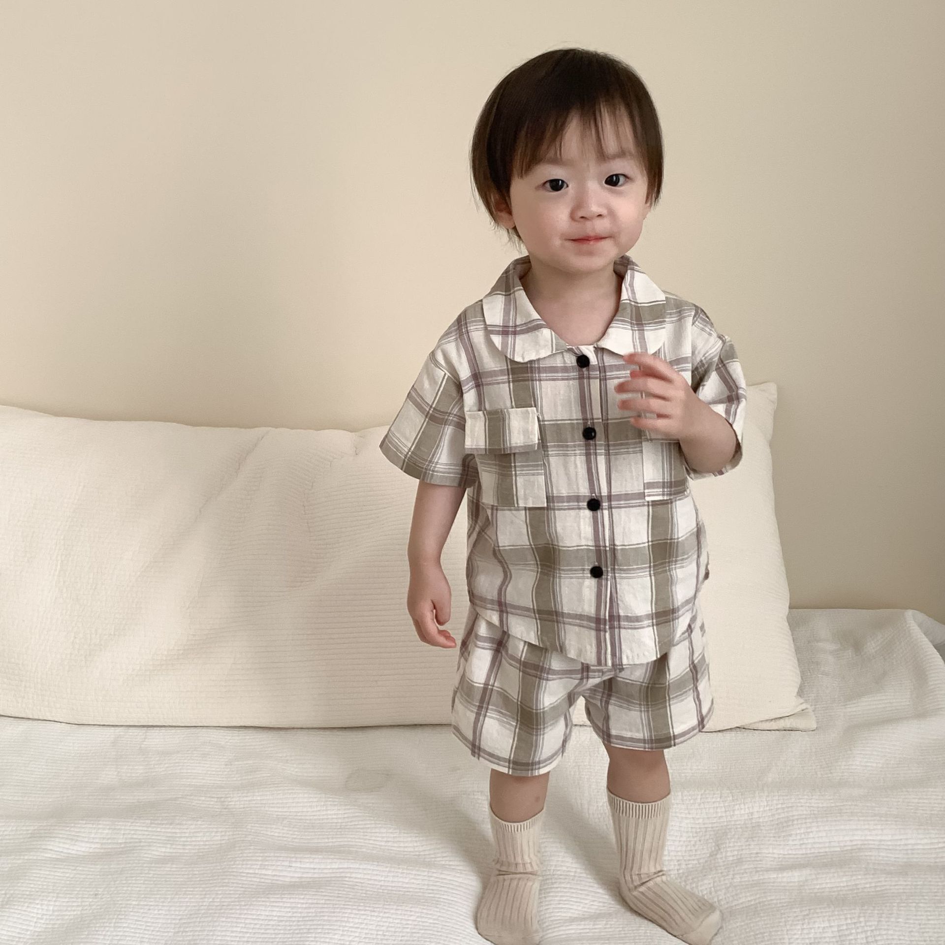 Picture of Boys Summer Suit Thin Korean Style Kidsren's Clothing Two-Piece Set Baby Clothes 2025 Summer New Kidsren's Summer Clothing