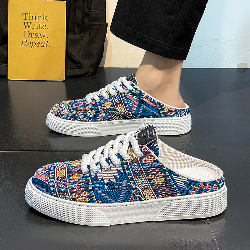 Canvas Shoes Men's Spring Niche Trendy Brand Sports Breathable Sneakers Men's All-match Heel-free Slip-on Slippers