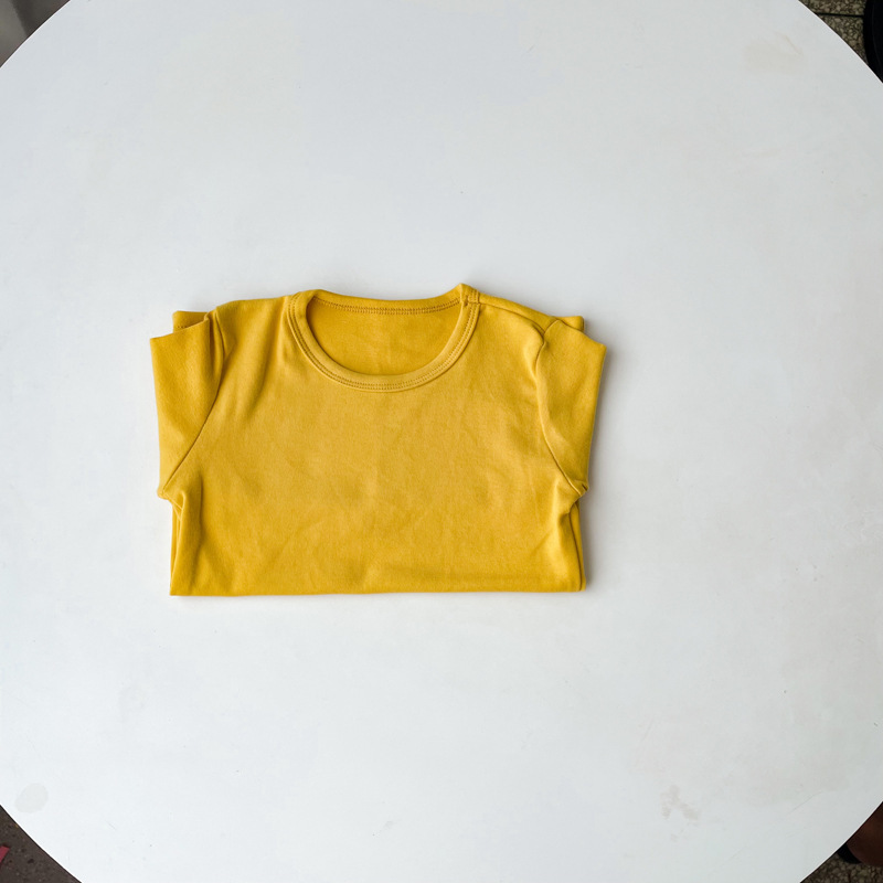 Picture of Children's Pure Cotton Thermal Underwear Boys' Bottoming Shirt Autumn and Winter Girls' Autumn Clothes Single-Piece Top Mid-Children's Half-High Collar Baby