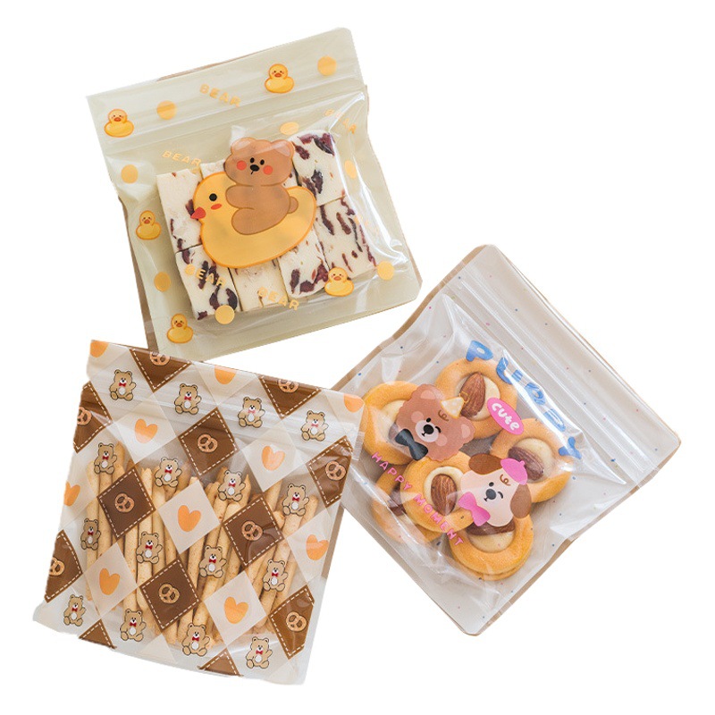 Snowflake Cookie Packaging Bag Zipper Bag Cartoon Candy 2025 Cookie Transparent Ziplock Bag Sealed Baking Packaging
