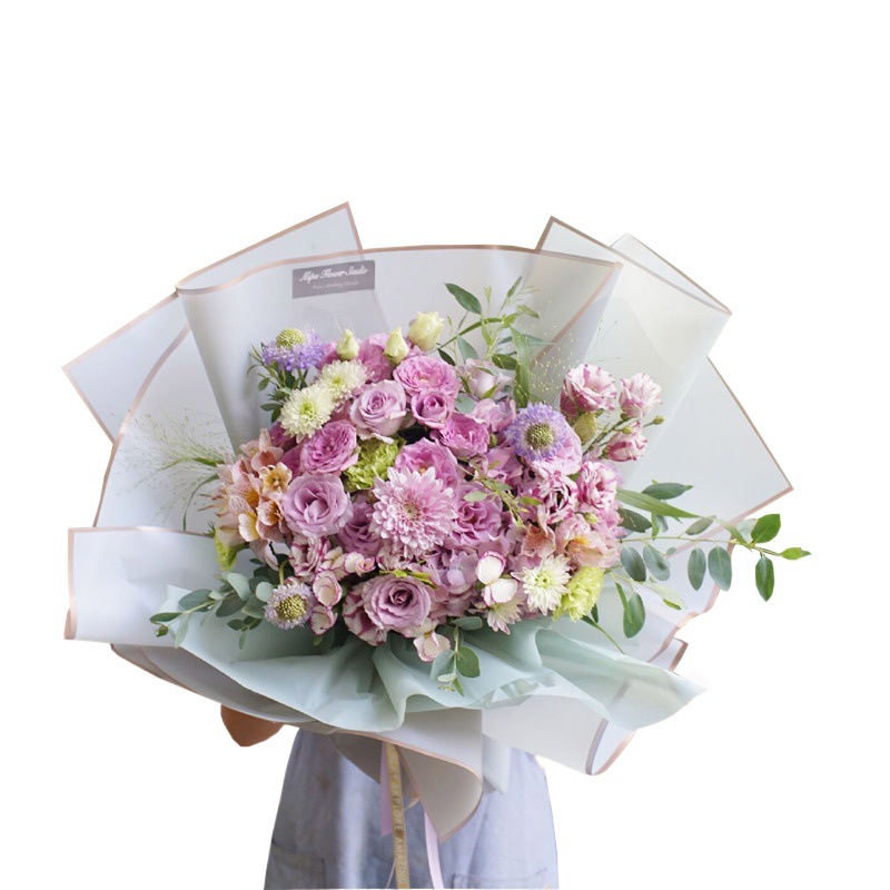 Golden edge jelly film translucent matte paper waterproof flower wrapping paper flower shop floral bag bouquet rose wrapping material