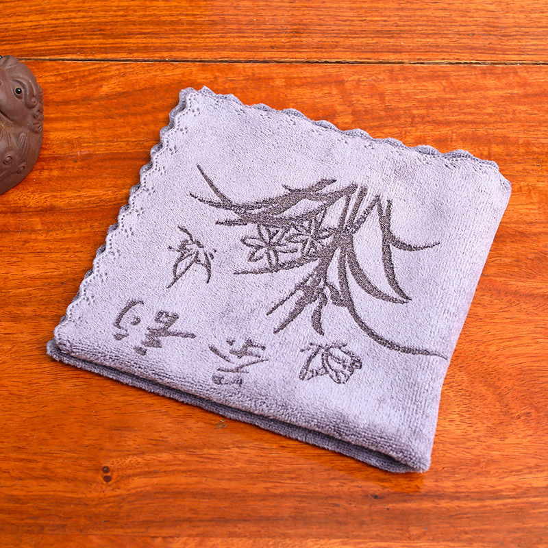 Picture of Tea Towel Absorbent Thickened Tea Table Rag Tea Towel Microfiber Fixed Logo Pot Towel Giving Independent Packaging