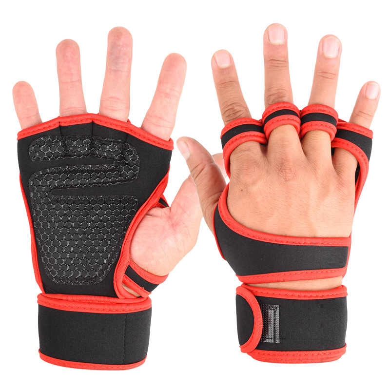 Fitness Gloves Men's Half Finger Weightlifting Sports Equipment Strength Training Horizontal Bar Non-slip Wrist Protector Women's Strength Lifting Wrist Protector