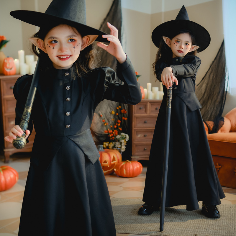 Halloween Children Costume cos Sorcerer Witch Costume Robe Costume Vampire Show Children's Costume dress